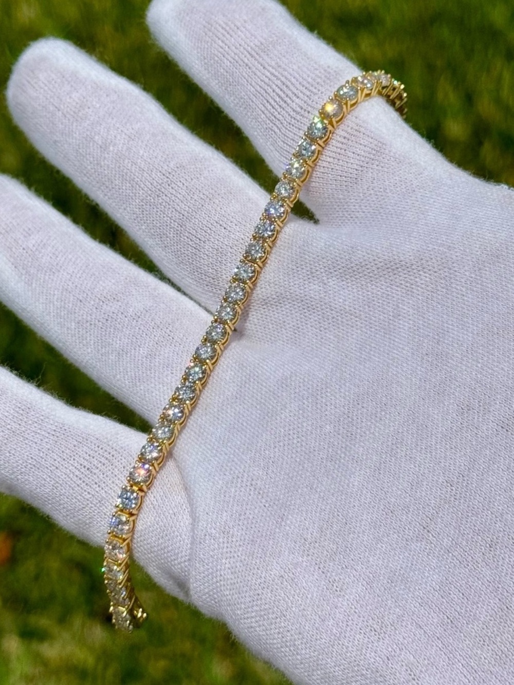 18K Gold Plated, 11.7CTW Moissanite Tennis Bracelet - 7.5”